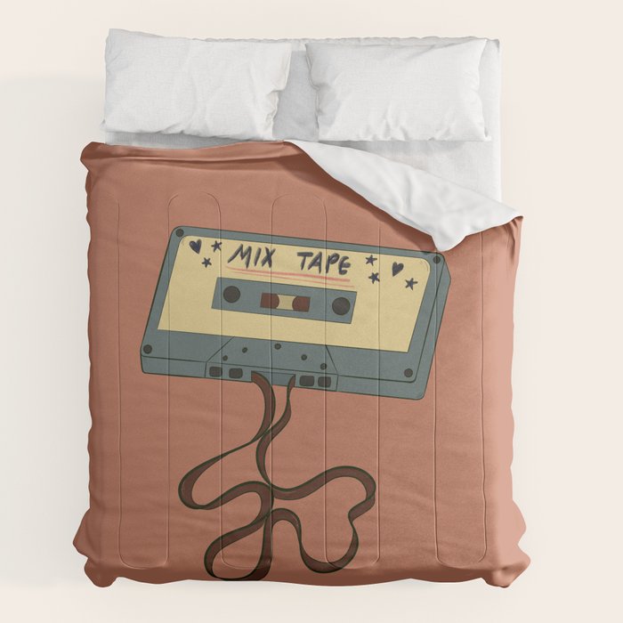 80s Vintage Cassette Mixed Tape  Comforter