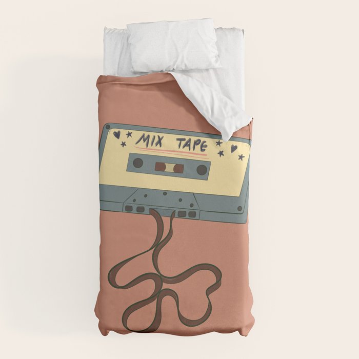 80s Vintage Cassette Mixed Tape  Duvet Cover