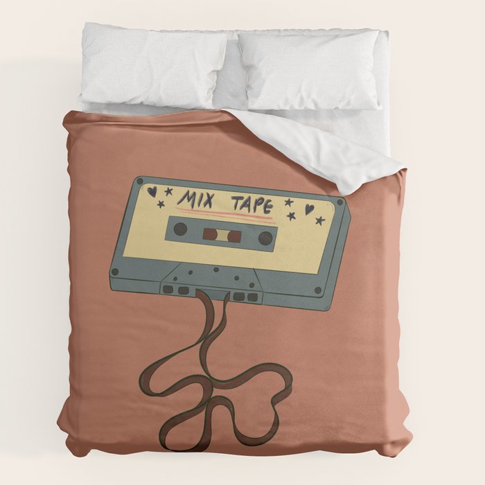 80s Vintage Cassette Mixed Tape  Duvet Cover