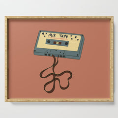 80s Vintage Cassette Mixed Tape  Serving Tray
