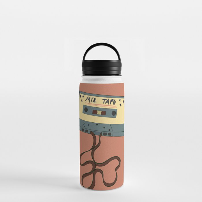 80s Vintage Cassette Mixed Tape  Water Bottle