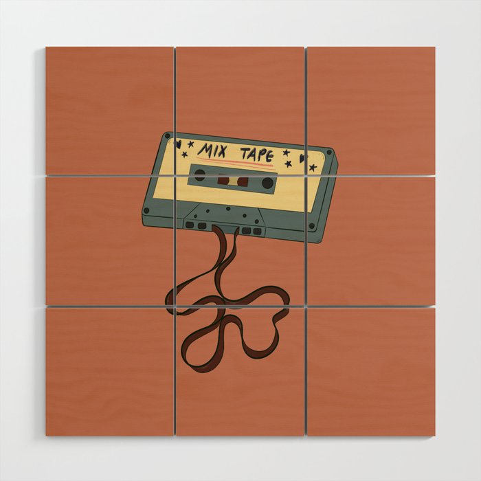 80s Vintage Cassette Mixed Tape  Wood Wall Art