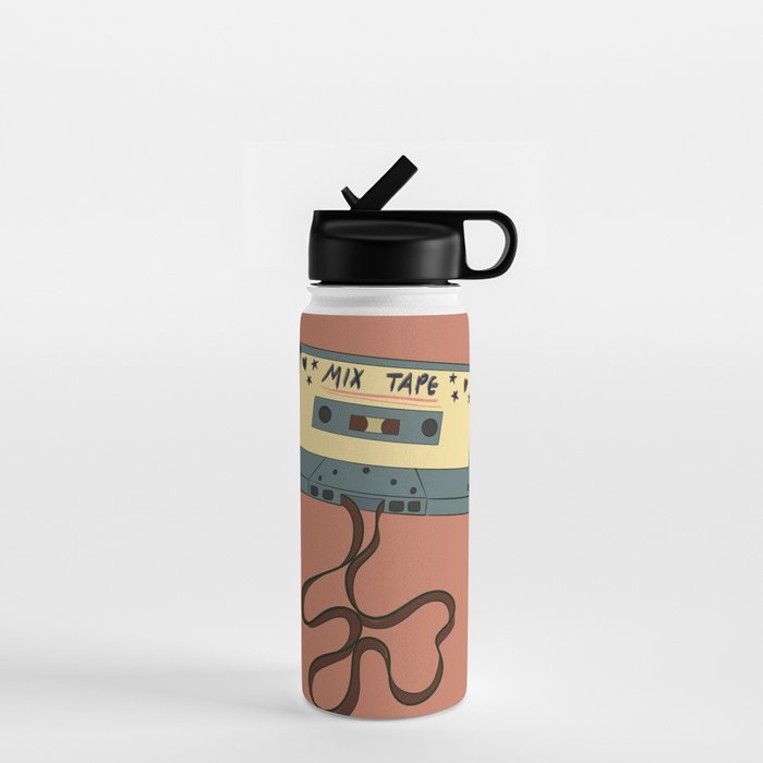 80s Vintage Cassette Mixed Tape  Water Bottle