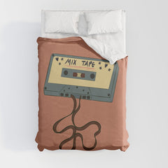 80s Vintage Cassette Mixed Tape  Duvet Cover