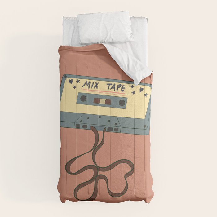 80s Vintage Cassette Mixed Tape  Comforter