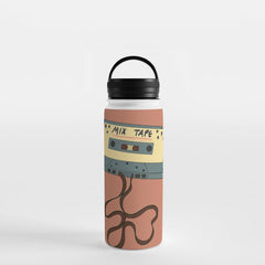 80s Vintage Cassette Mixed Tape  Water Bottle
