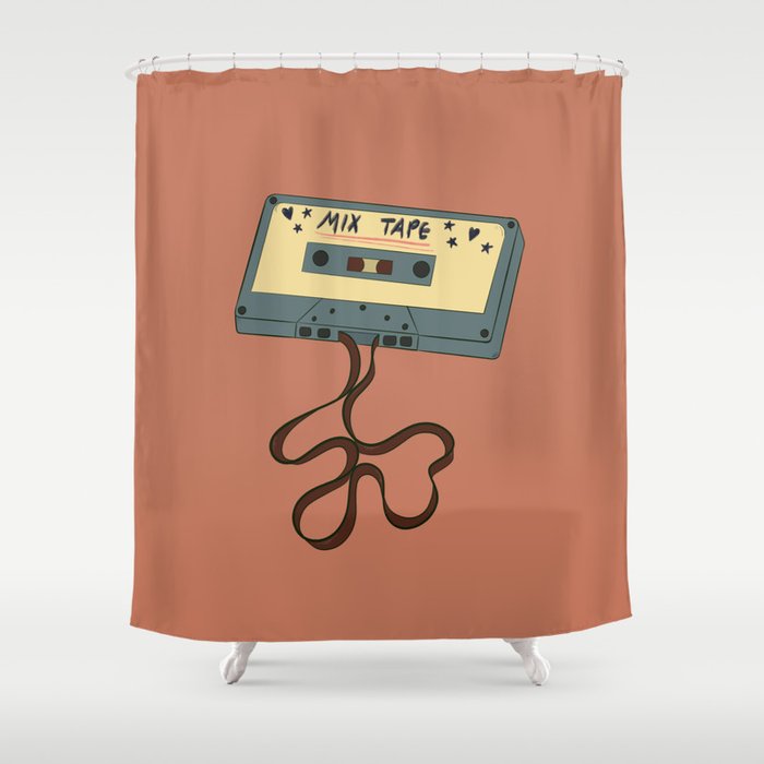 80s Vintage Cassette Mixed Tape  Shower Curtain