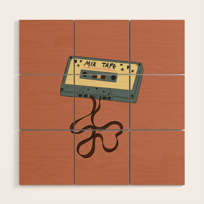 80s Vintage Cassette Mixed Tape  Wood Wall Art