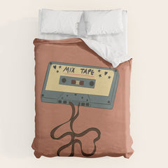 80s Vintage Cassette Mixed Tape  Duvet Cover