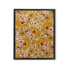 70s Floral Pattern Framed Canvas Print