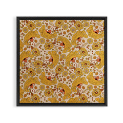 70s Floral Pattern Framed Canvas Print