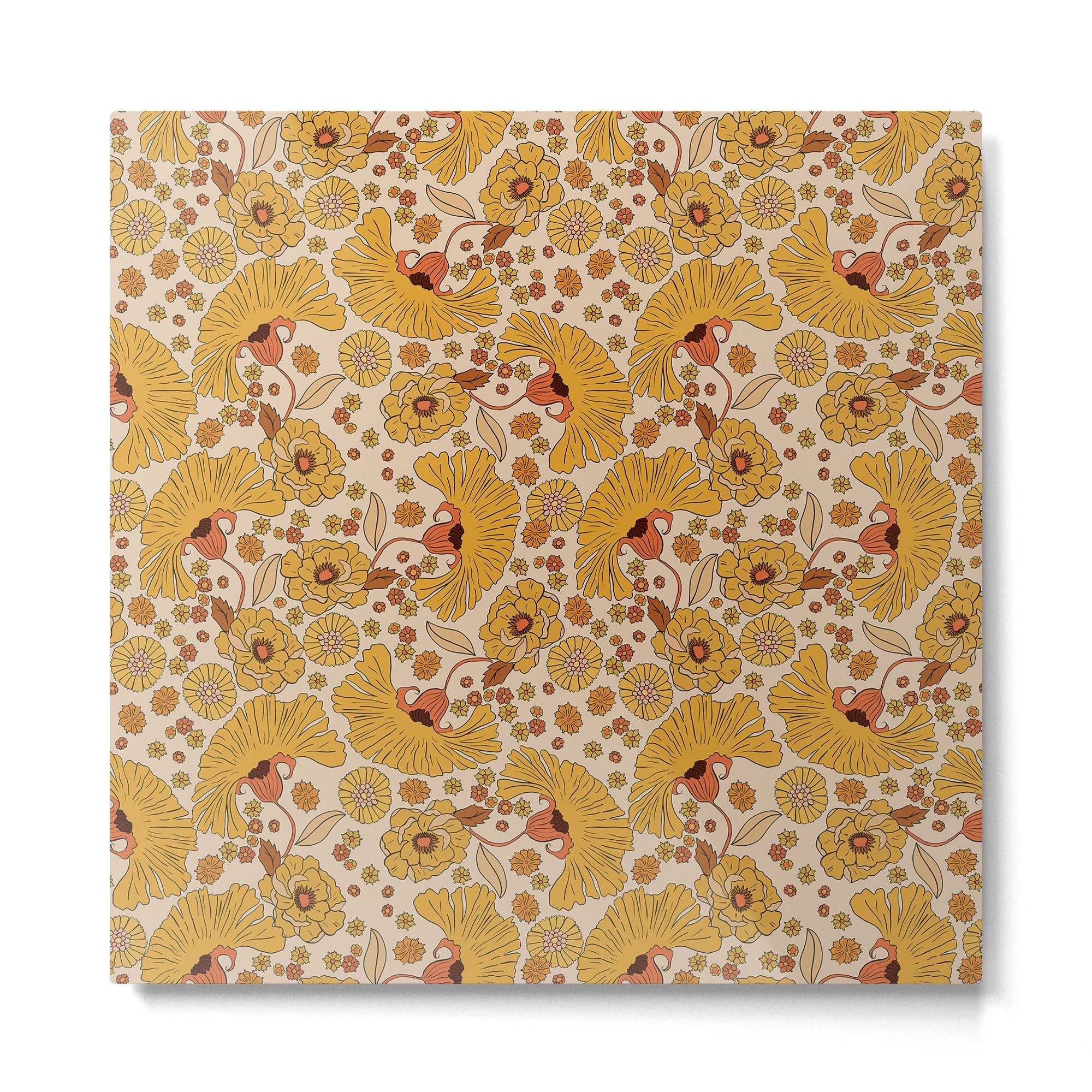 70s Floral Pattern Metal Print