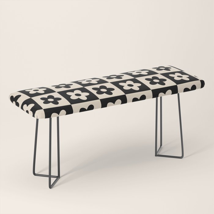 90s flowers checkers cream and black Bench