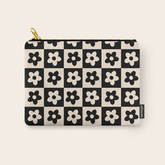 90s flowers checkers cream and black Carry All Pouch