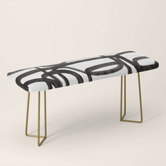 Writing On The Wall' Mid Century Modern Fun Abstract Shapes  Bench