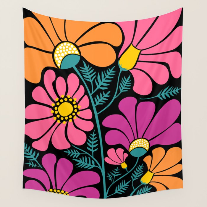 70s Disco Garden Wall Tapestry