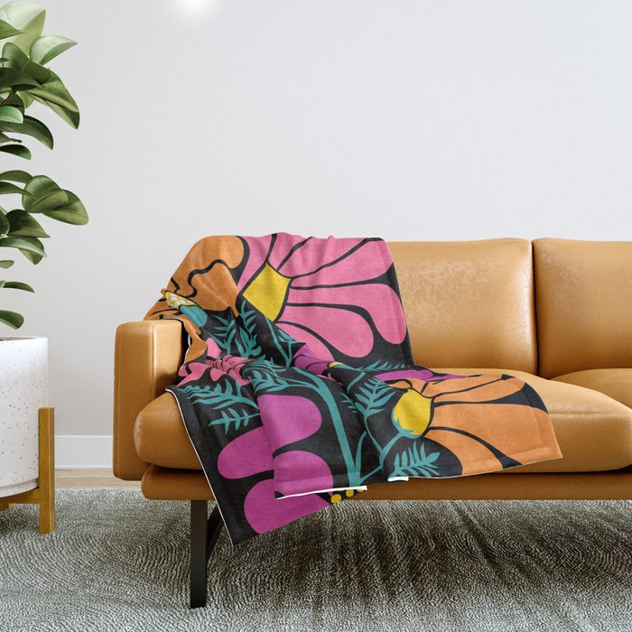 70s Disco Garden Throw Blanket