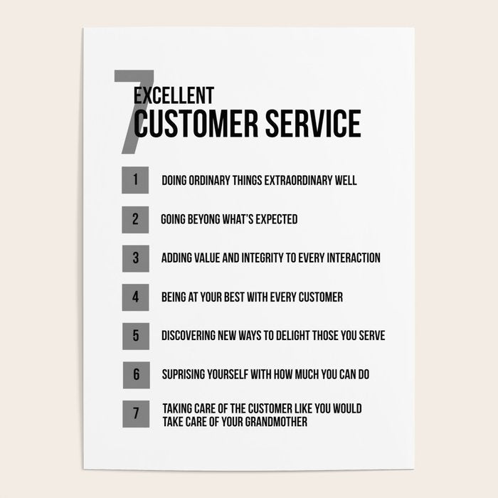 7 Excellent Customer Service, Customer Service Quotes, Quote To Print Poster