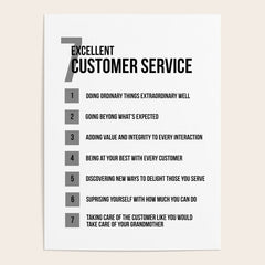 7 Excellent Customer Service, Customer Service Quotes, Quote To Print Poster
