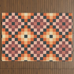 70s color squares pattern  Outdoor Rug
