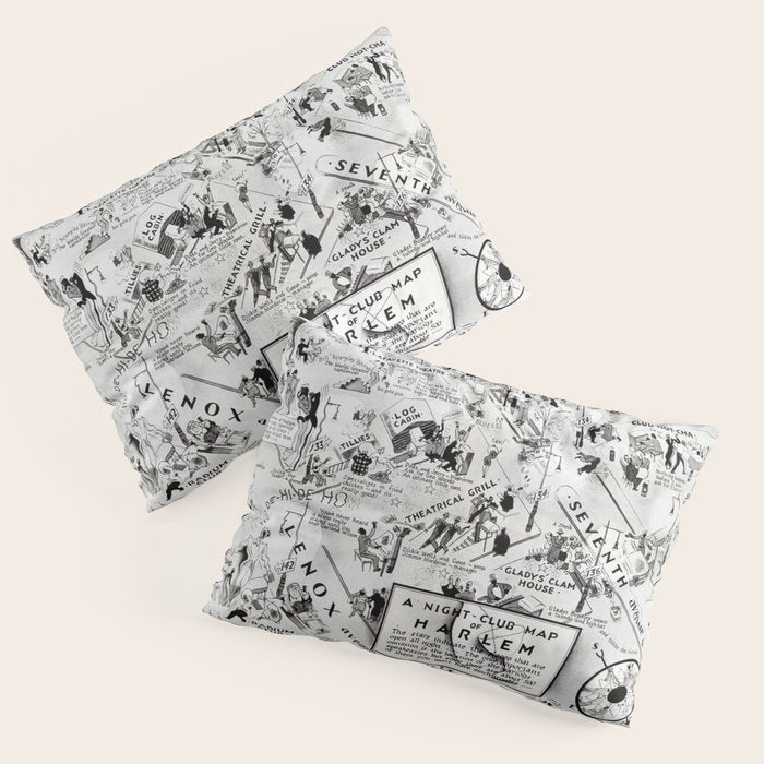 1932 Night-Club Map of Harlem, NY Centerfold from Manhattan Weekly by Elmer Simms Campbell Pillow Sham