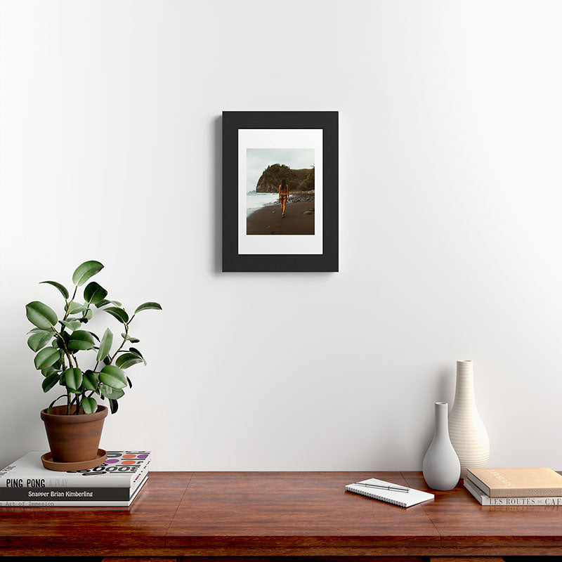 "stormy beach" Framed Art Print