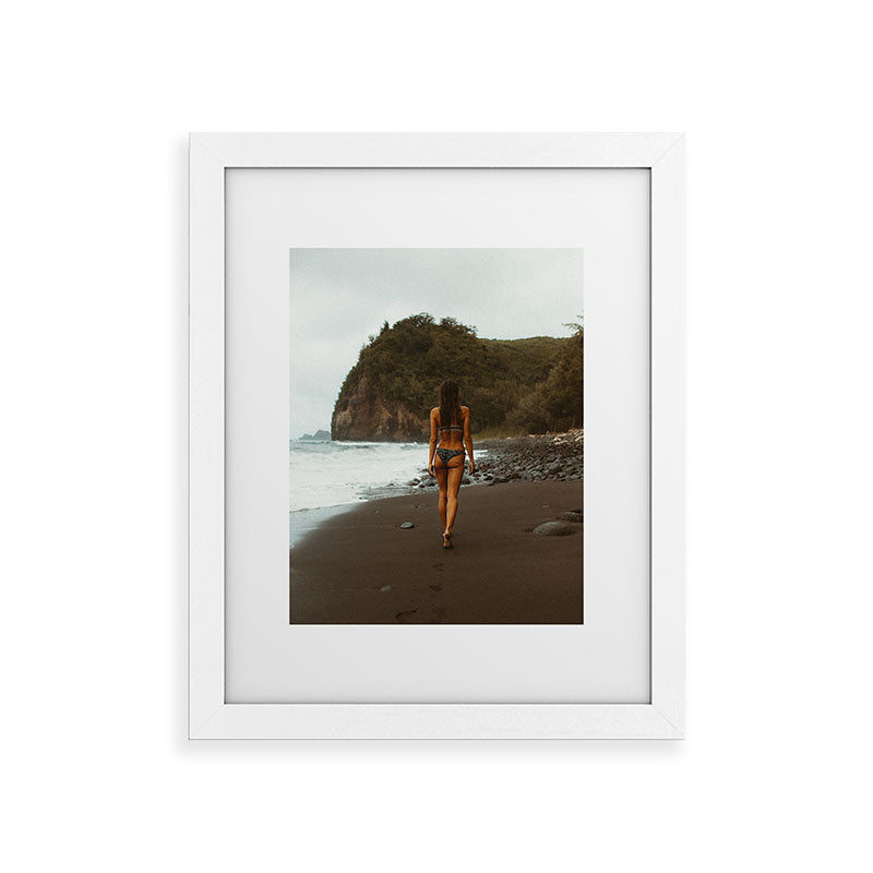 "stormy beach" Framed Art Print