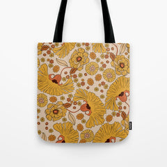 70s Floral Pattern Tote Bag