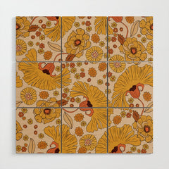 70s Floral Pattern Wood Wall Art