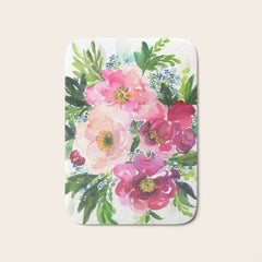 5 pink peonies in watercolor Bath Mat