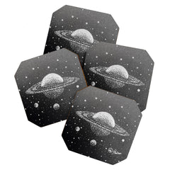 "Saturn's Moons" Outer Space Original Art, Planets, Galaxy Wall Decor Coaster