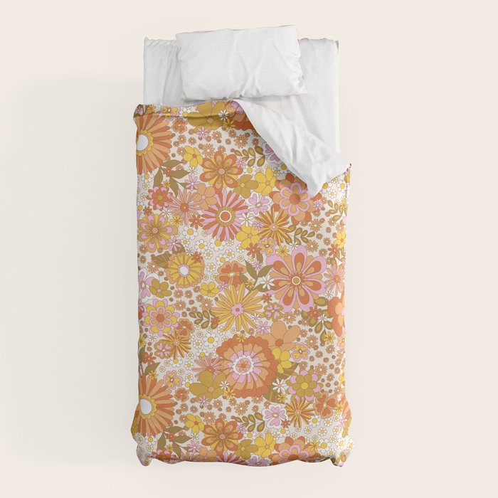 70s Floral Pattern Duvet Cover
