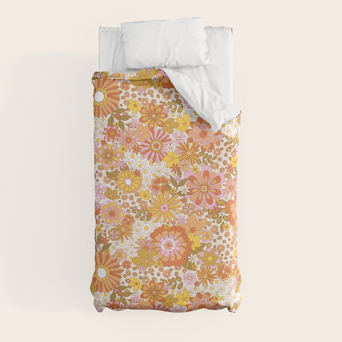 70s Floral Pattern Duvet Cover