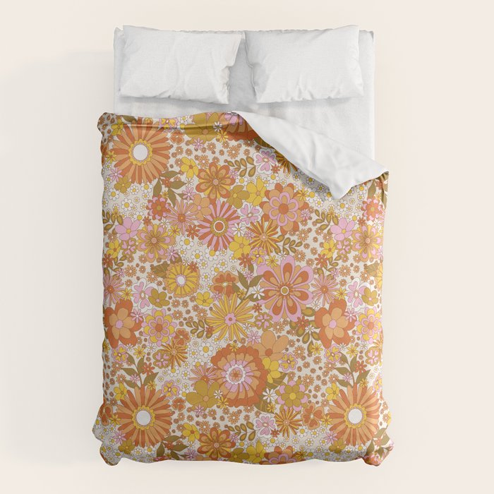 70s Floral Pattern Duvet Cover