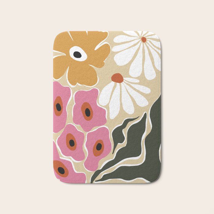 70's Retro garden   Bath Mat