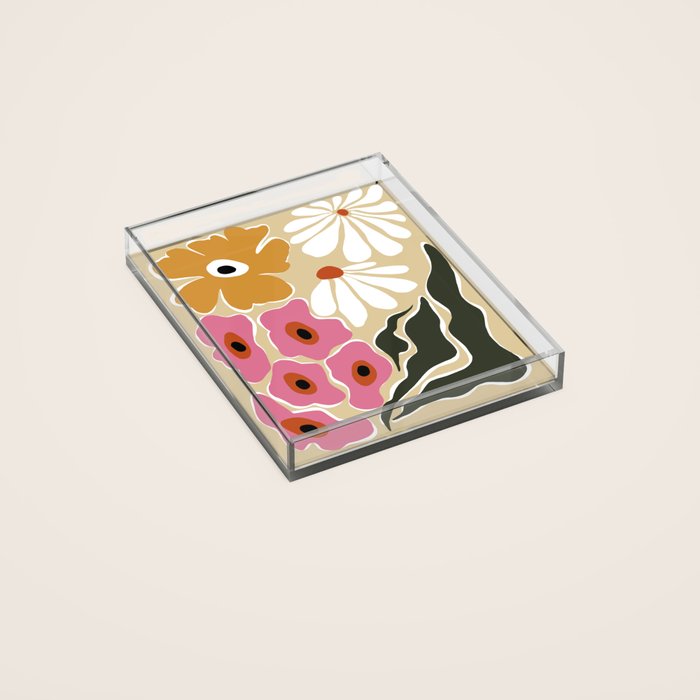 70's Retro garden   Acrylic Tray