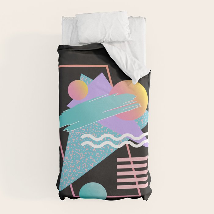 80s Retrowave Design - Memphis Pattern 135 Duvet Cover