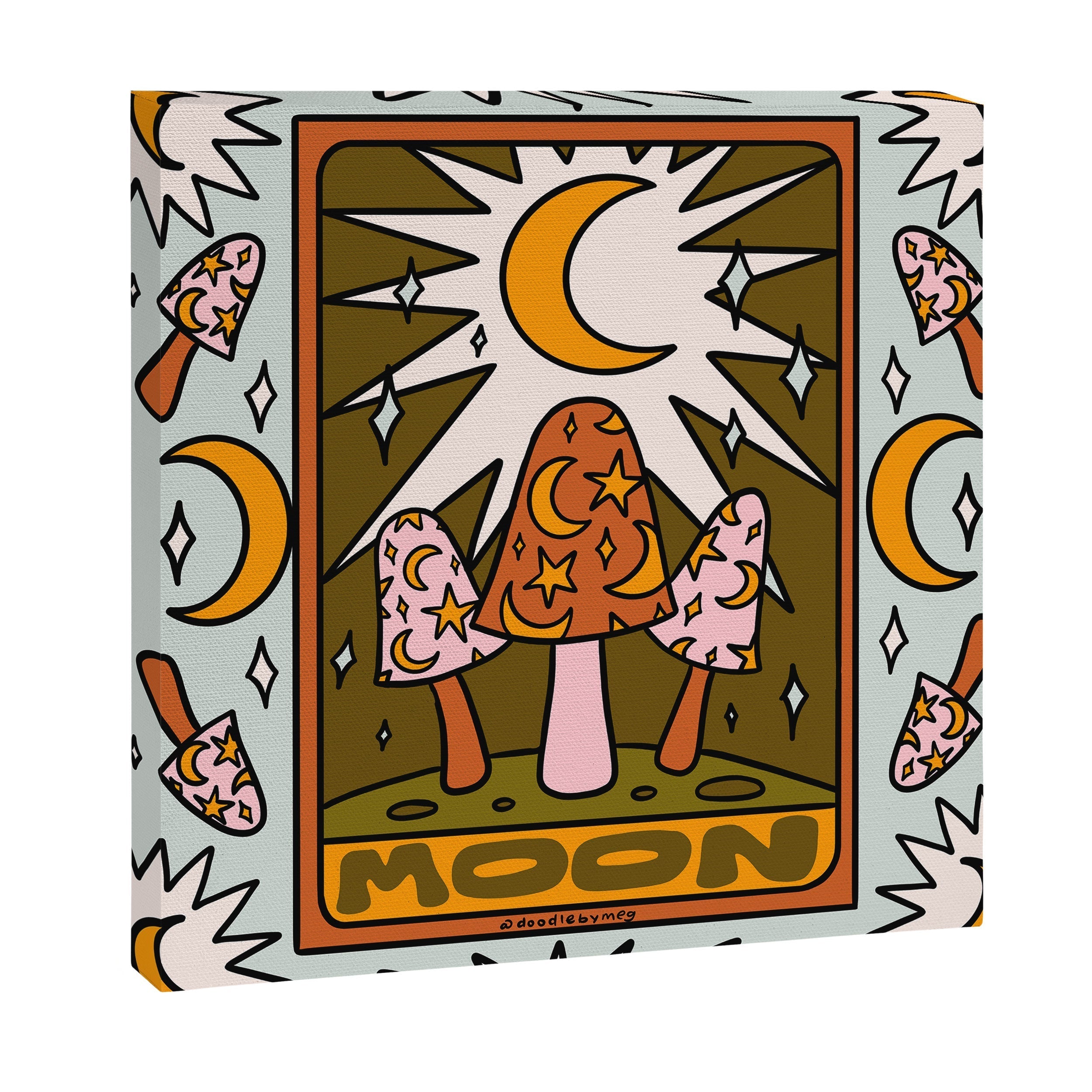 18. Moon Tarot Mushroom Canvas Print