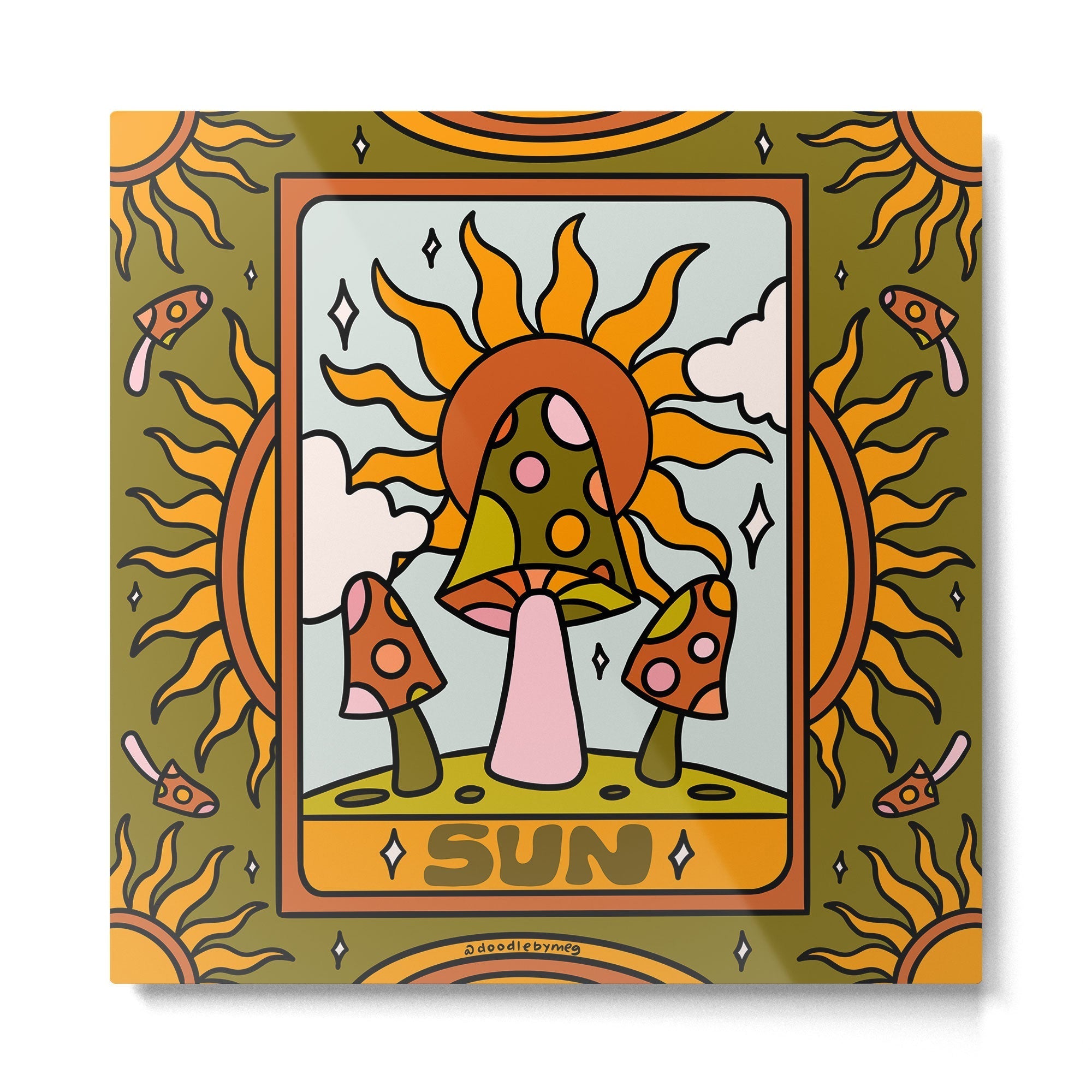 19. Sun Tarot Mushroom Metal Print