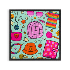 90's Things Print Framed Canvas Print