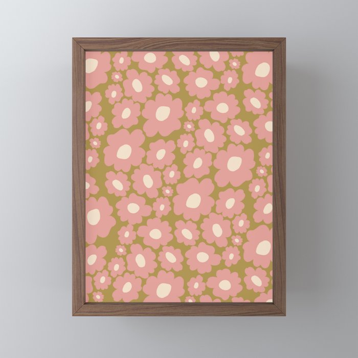 70������������������s Retro Floral  Mini Art Print
