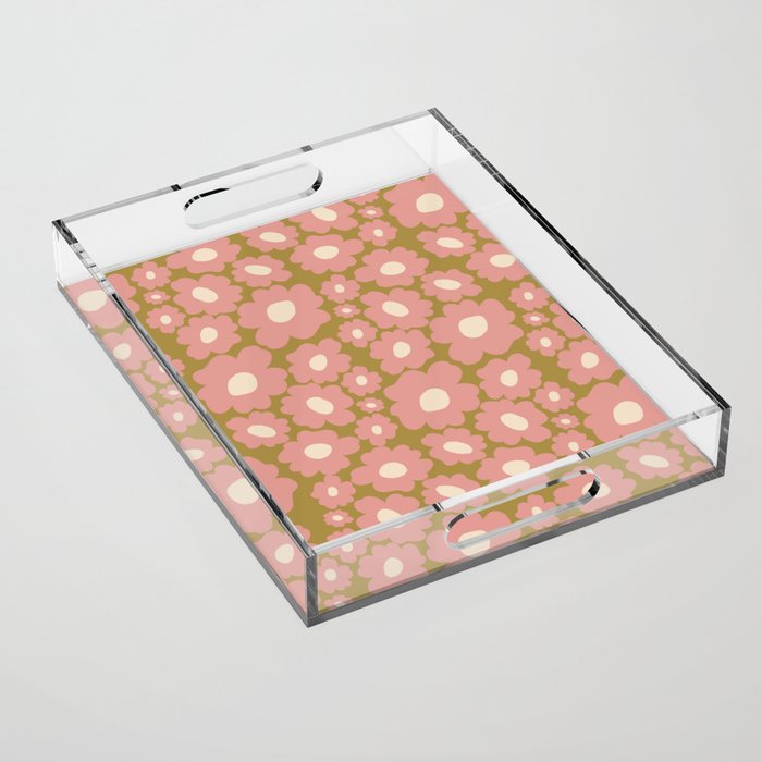 70������������������s Retro Floral  Acrylic Tray