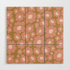 70������������������s Retro Floral  Wood Wall Art