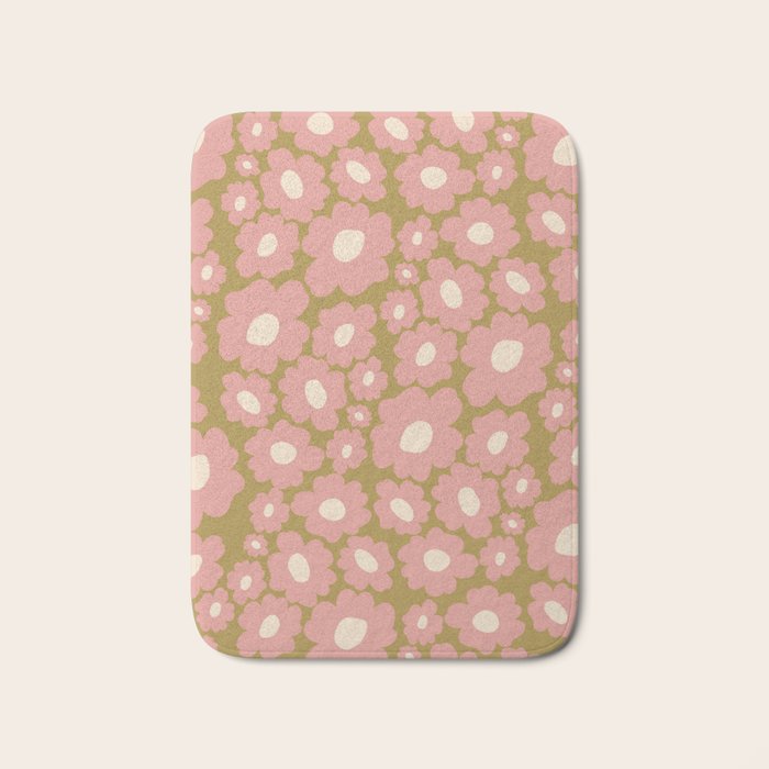 70������������������s Retro Floral  Bath Mat