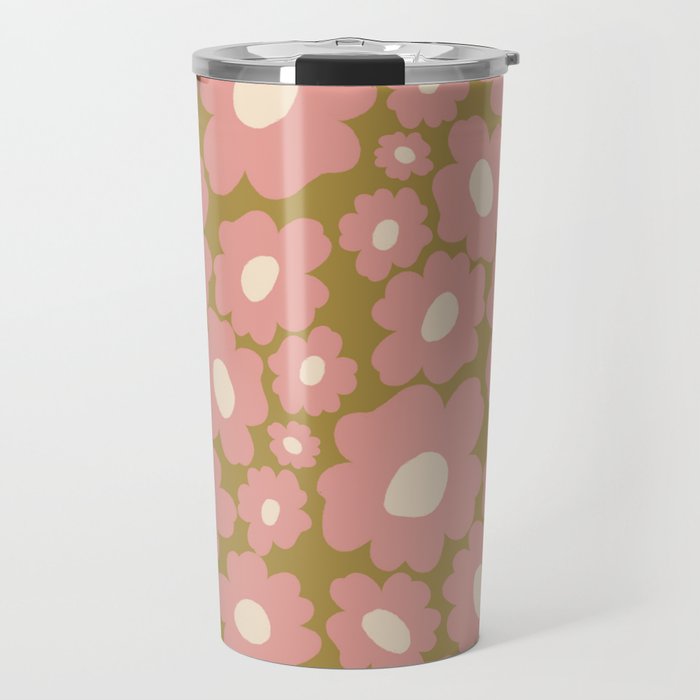 70������������������s Retro Floral  Travel Mug