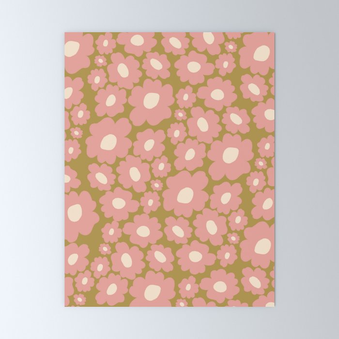 70������������������s Retro Floral  Mini Art Print