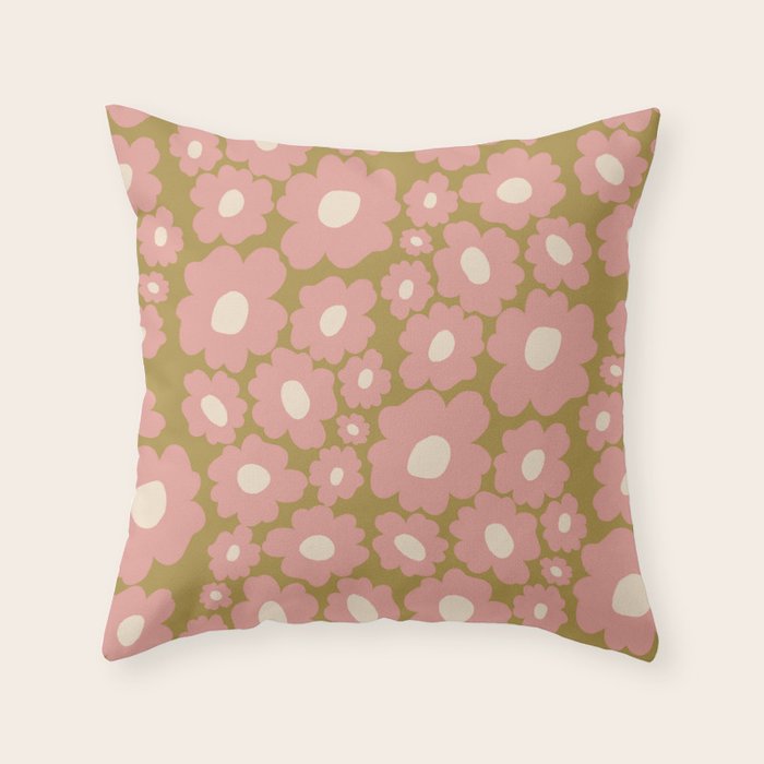 70������������������s Retro Floral  Throw Pillow