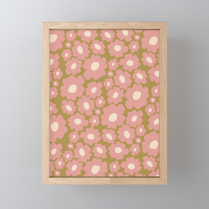 70������������������s Retro Floral  Mini Art Print