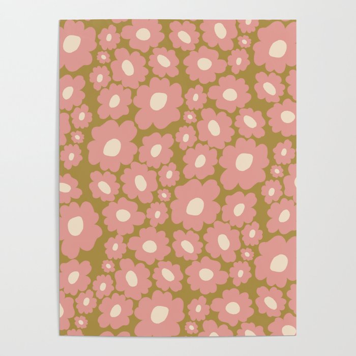 70������������������s Retro Floral  Poster