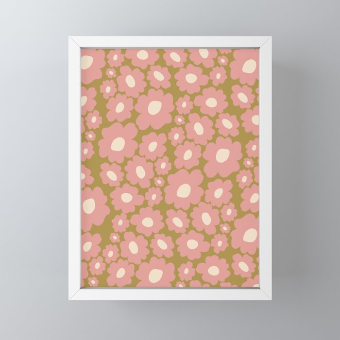 70������������������s Retro Floral  Mini Art Print